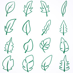 Set of green leaves vector background for decorating wallpaper, artworks ,presentations