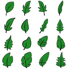 Set of green leaves vector background for decorating  wallpaper, artworks ,presentations 