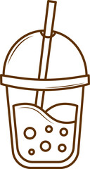 hand drawn illustration of a bubble tea. Fast food outline illustration.