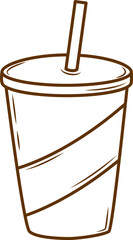 Outline hand drawn soda soft drink. Fast food line art illustration