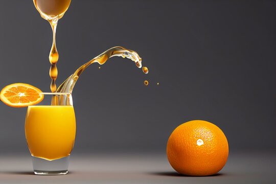 Drink With Orange Juice. Orange Juice Liquid Explosion With Orange Fruit. Generative AI