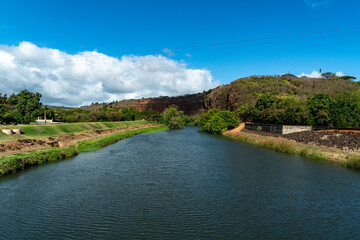 Fototapeta na wymiar View of the river in Kauai County in Kauai, Hawaii