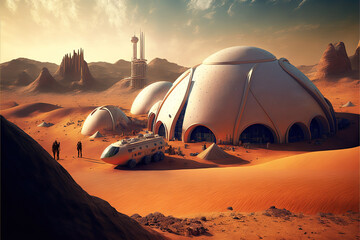 Fototapeta na wymiar Mars Colony S3, Generative AI, Illustration