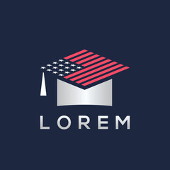 Flag University Student Mortarboard Logo