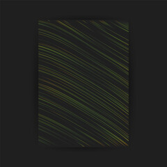 Colorful Green and Brown Curving Lines, Motion of Particles, Striped Wavy Pattern on Dark Background  - Digitally Generated Modern Style 3D Abstract Cover Template Design in Editable Vector Format