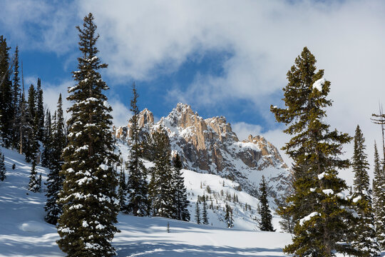 Sawtooth Range in winter, Idaho, USA