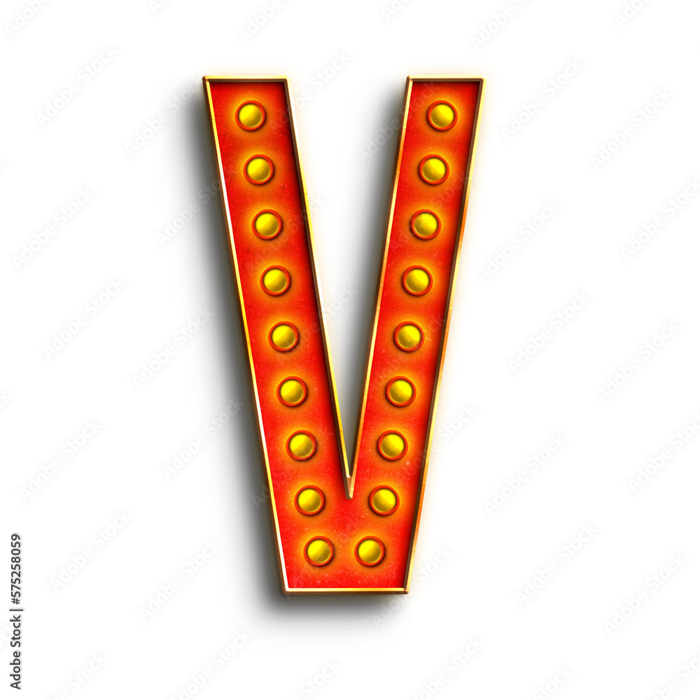 Fototapete Broadway Show Lights alphabet uppercase letters. This is a part of a set which also includes numbers, symbols, shapes, and frames.