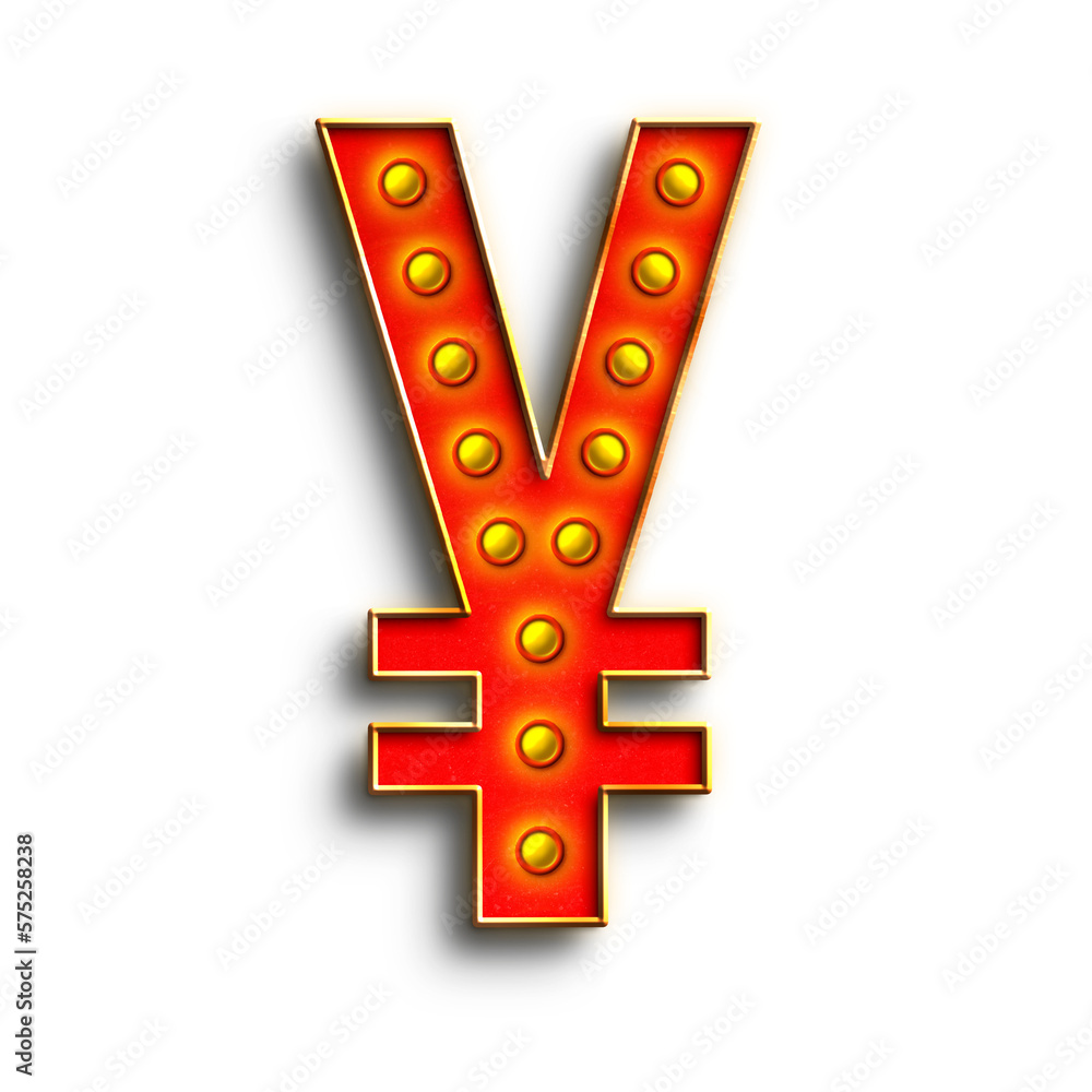 Poster broadway show lights yen currency symbol. this is a part of a set which also includes letters, numbe