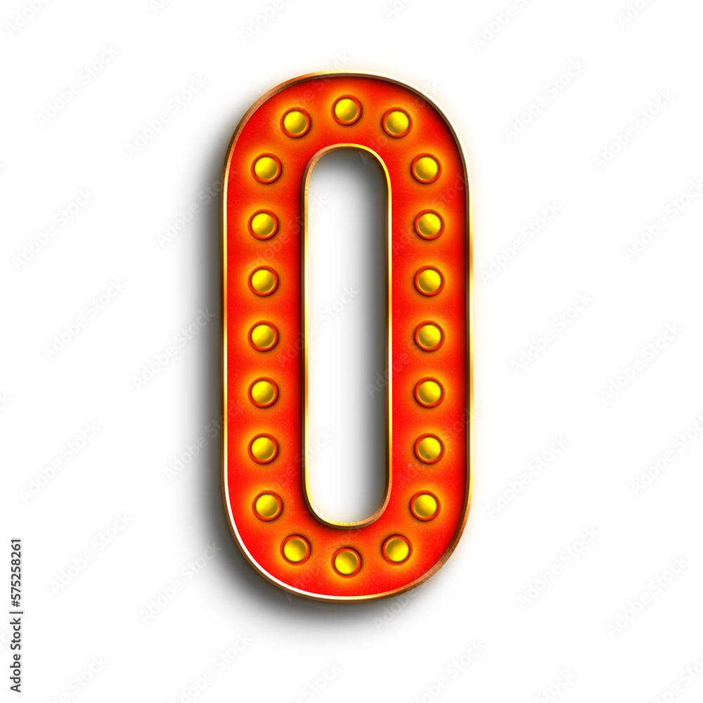 Fototapete broadway show lights numbers from 0 to 9. this is a part of a set which also includes letters, symbo