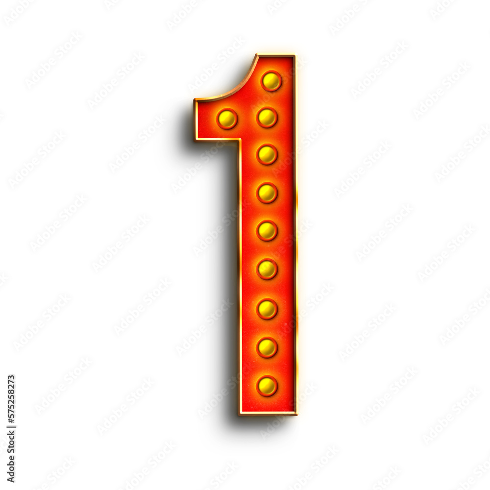 Poster broadway show lights numbers from 0 to 9. this is a part of a set which also includes letters, symbo