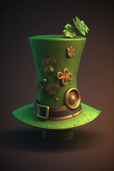 St.Patrick's day celebration background. Leprechaun green hat Generative ai