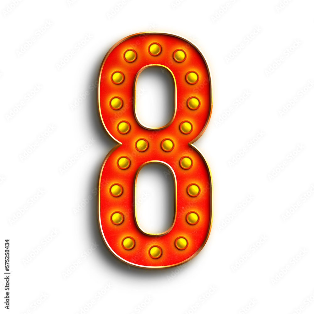 Poster broadway show lights numbers from 0 to 9. this is a part of a set which also includes letters, symbo