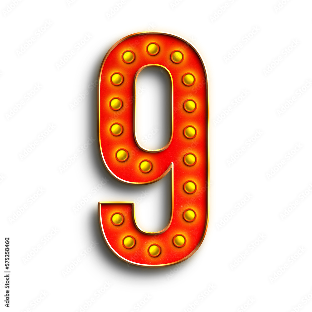Aufkleber broadway show lights numbers from 0 to 9. this is a part of a set which also includes letters, symbo
