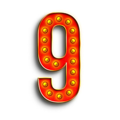 Broadway Show Lights numbers from 0 to 9. This is a part of a set which also includes letters, symbols, and frames.