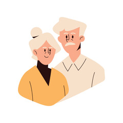 smile old elderly woman and man couple family. love relationship people vector illustration.