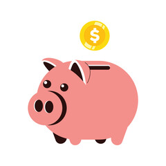 Piggy bank saving money illustration. financial currency investment economy vector.