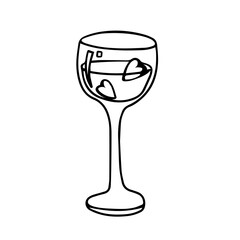 doodle Glass of wine with ice