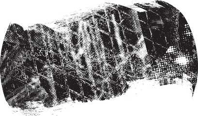 Obraz premium Glitch distorted grungy banner . Noise destroyed background . Trendy defect overlay texture . Glitched collage .Grunge textured . Distressed effect .Vector shape. halftone dots . Screen print texture