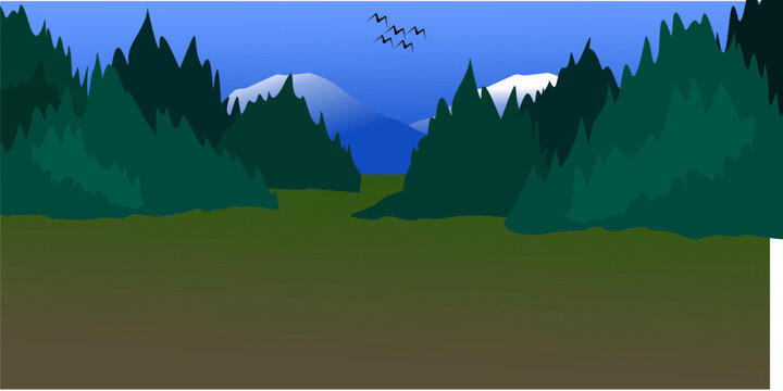 mountain and forest background, vector