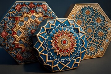 a Set of Islamic Tiles Made WIth Generative AI