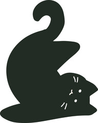 cute black kitten hand drawn illustration elements