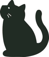 cute black kitten hand drawn illustration elements