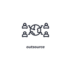 Vector sign outsource symbol is isolated on a white background. icon color editable.