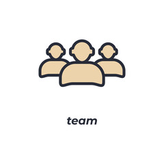 Vector sign team symbol is isolated on a white background. icon color editable.