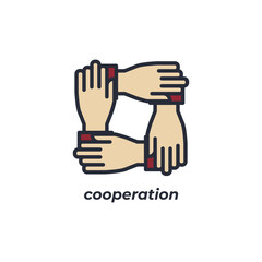 Vector sign cooperation symbol is isolated on a white background. icon color editable.