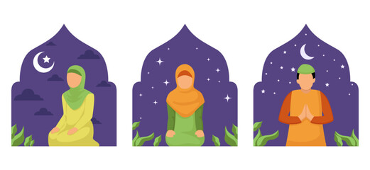 Ramadan Scene Bundle Flat Design