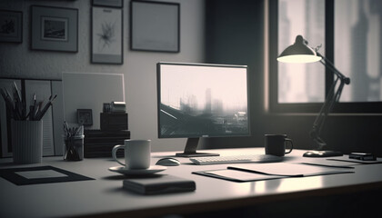 calm modern office desk generative ai