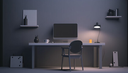 modern office space with empty desk and chdigitalrs