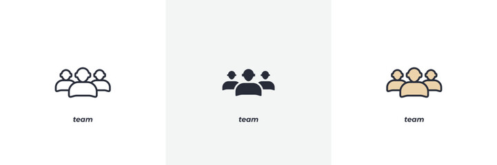 team icon. Line, solid and filled outline colorful version, outline and filled vector sign. Idea Symbol, logo illustration. Vector graphics