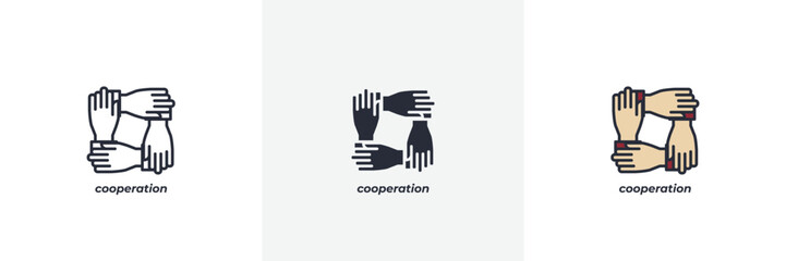 cooperation icon. Line, solid and filled outline colorful version, outline and filled vector sign. Idea Symbol, logo illustration. Vector graphics