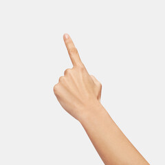 woman's hand pointing isolated