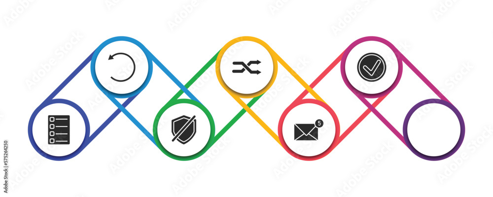 Poster user interface filled icons with infographic template. glyph icons such as rotate left, video file, 