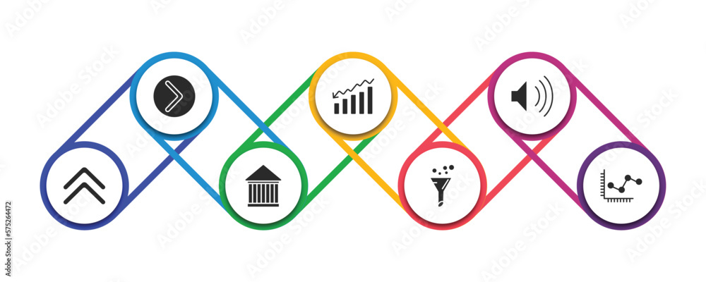 Poster user interface filled icons with infographic template. glyph icons such as right button, decreasing 