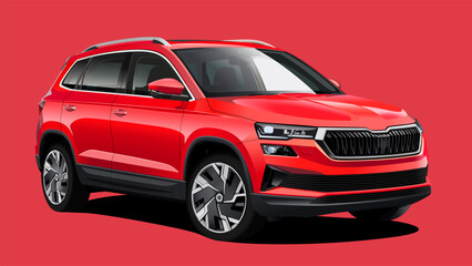 Obraz na płótnie Canvas vector red realistic isolated SUV car
