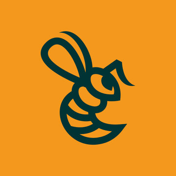 bee simple line icon logo vector design, modern logo pictogram design of hornet bee stinger