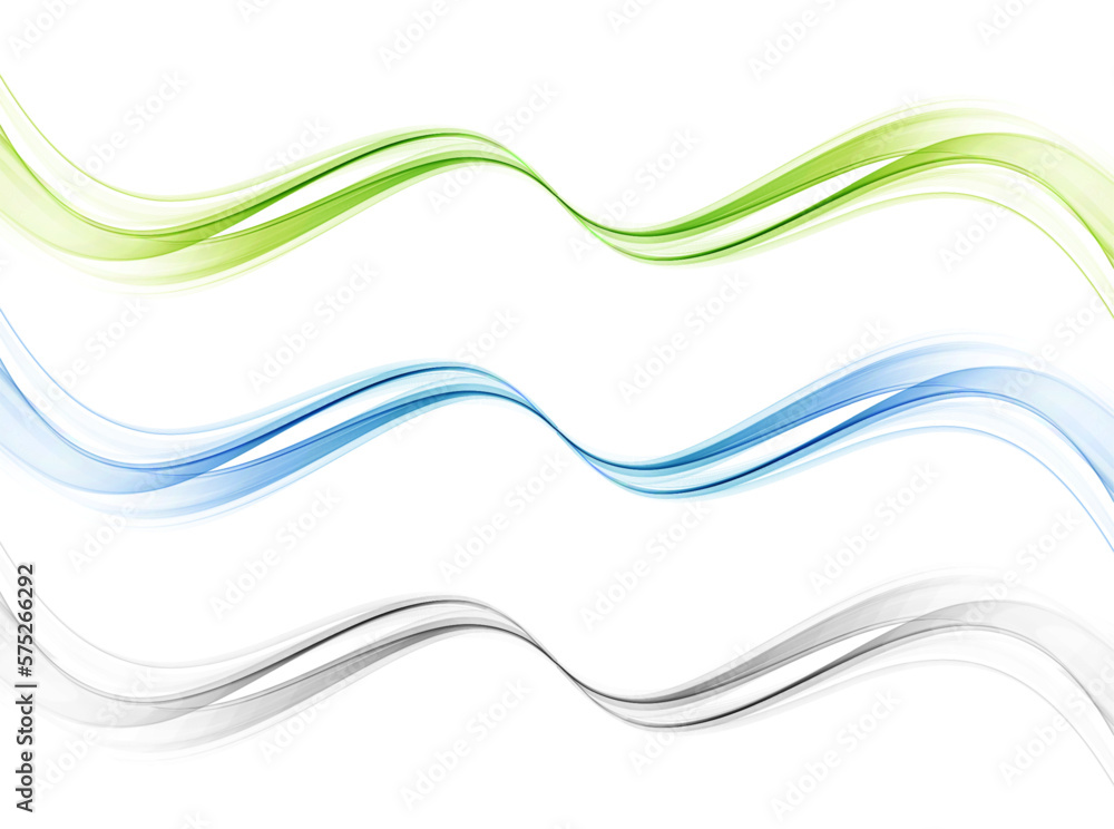 Poster Vector abstract colorful flowing wave lines isolated on white background. Design element for wedding invitation, greeting card