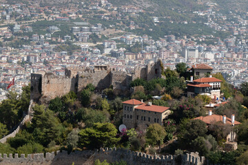 Fototapeta premium Panoramic view of the Alanya Castle and the city