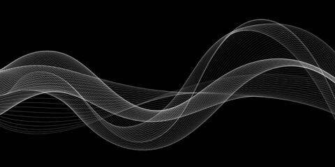 Dark abstract background with wavy lines. Digital future technology concept