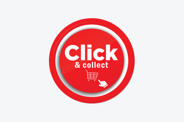 Click and collect button and website vector icon design