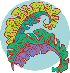 Banana leaves decorative vector elements for banner design, greeting card, holiday poster. Hand drawn illustration, botanical summer vacation theme. Nature ecological, romantic garden. relaxing spa.