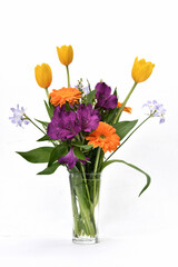 白背景のフラワーアレンジメント