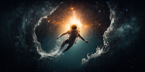 Obraz na płótnie Canvas Astronaut into deep space