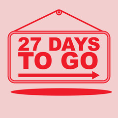Days to go sign label vector art in red design style illustration with hanger, good font and bright red color