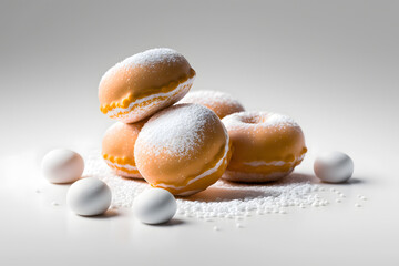 Doughnuts, white background made with Generative AI