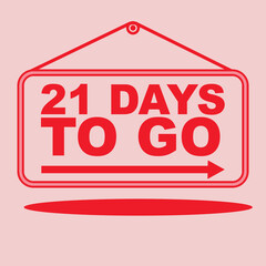 Days to go sign label vector art in red design style illustration with hanger, good font and bright red color