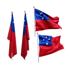  3d rendering oceania samoa flag fluttering and no fluttering